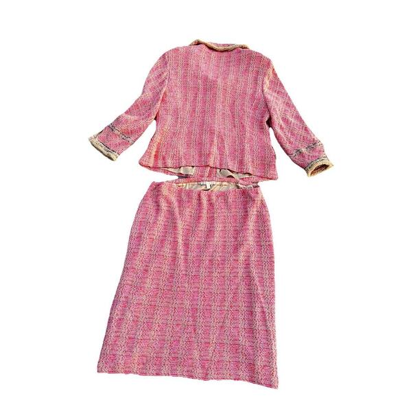 LUXURY ST. JOHN COUTURE PINK TWEED 2-PIECE SKIRT SUIT - SIZE 14 (Made In USA) - Picture 12 of 16